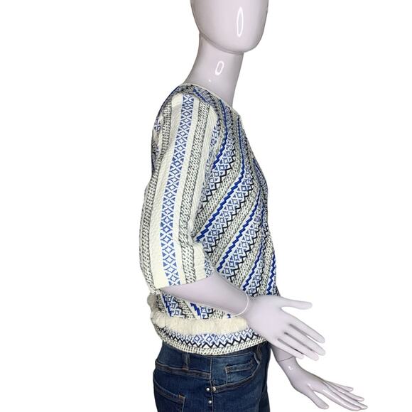 Guess NWT Macadamia Wild Top Sz XS 3/4 Sleeve Blue White - Picture 8 of 15